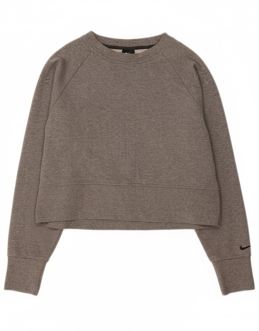 NIKE Womens Dri Fit Oversized Crop Sweatshirt Jumper UK 10 Small Grey