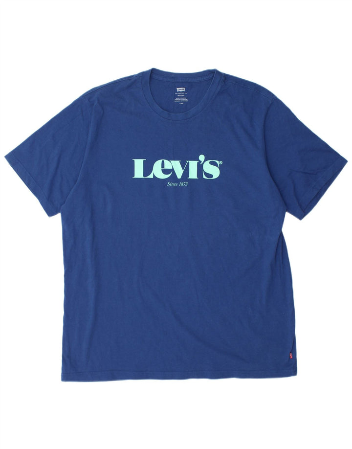 Męski T-shirt z grafiką LEVI'S, duży, granatowy