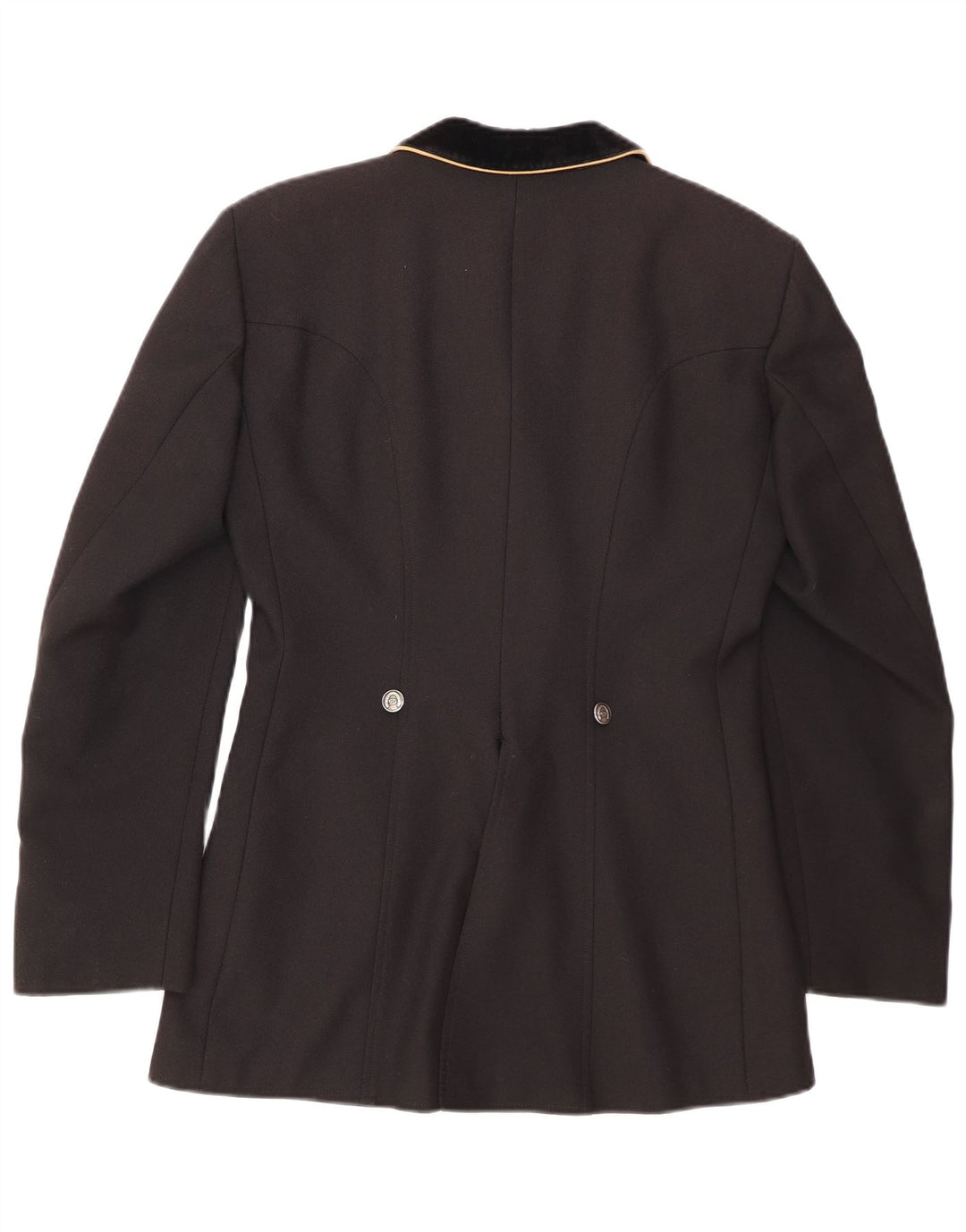 Damska marynarka VINTAGE zapinana na 4 guziki UK 12, średni czarny poliester