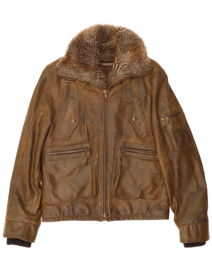 Imperial Męska skórzana kurtka UK 42 XL Brązowa skóra