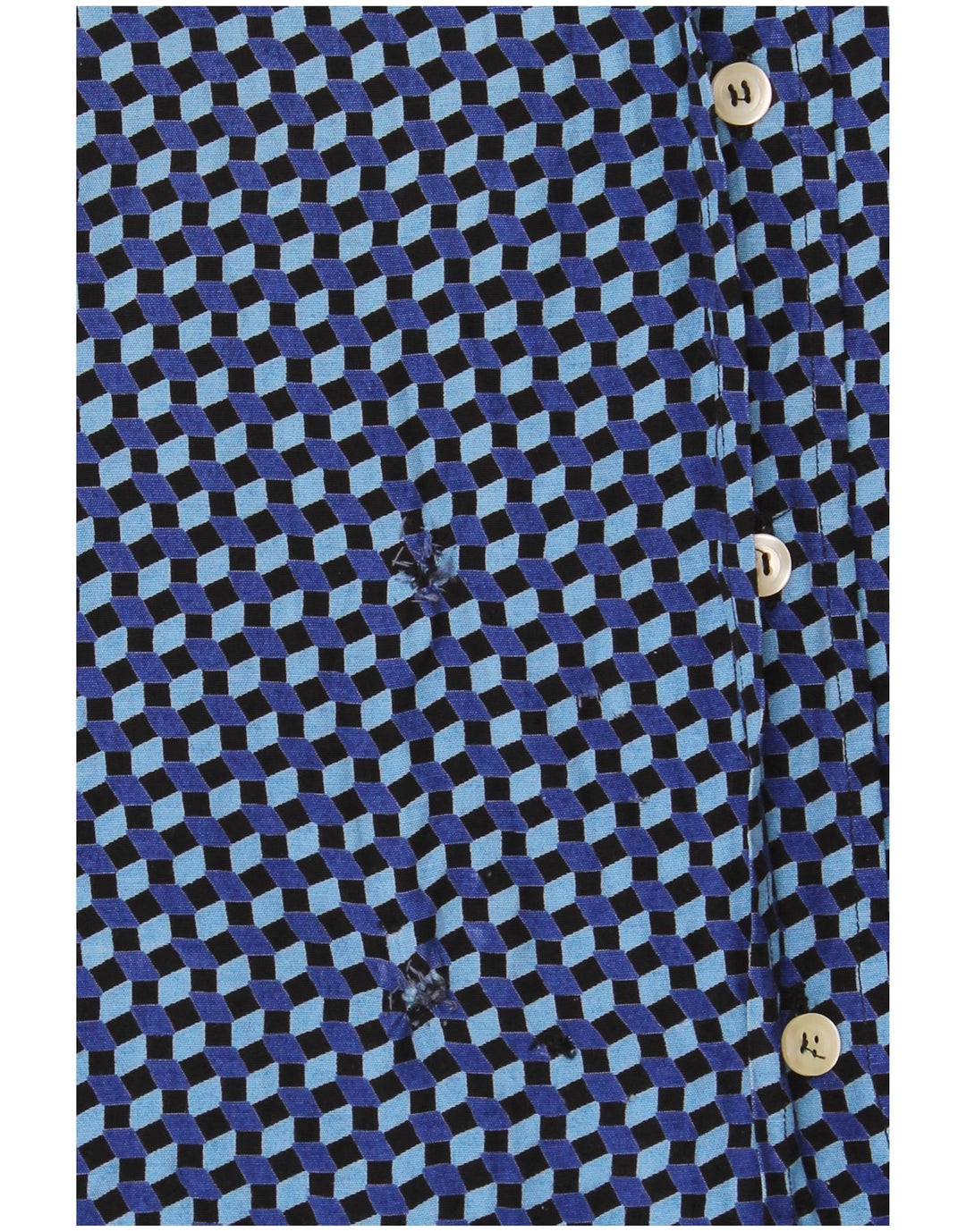 Vintage męska koszula z krótkim rękawem 2XL niebieska geometryczna
