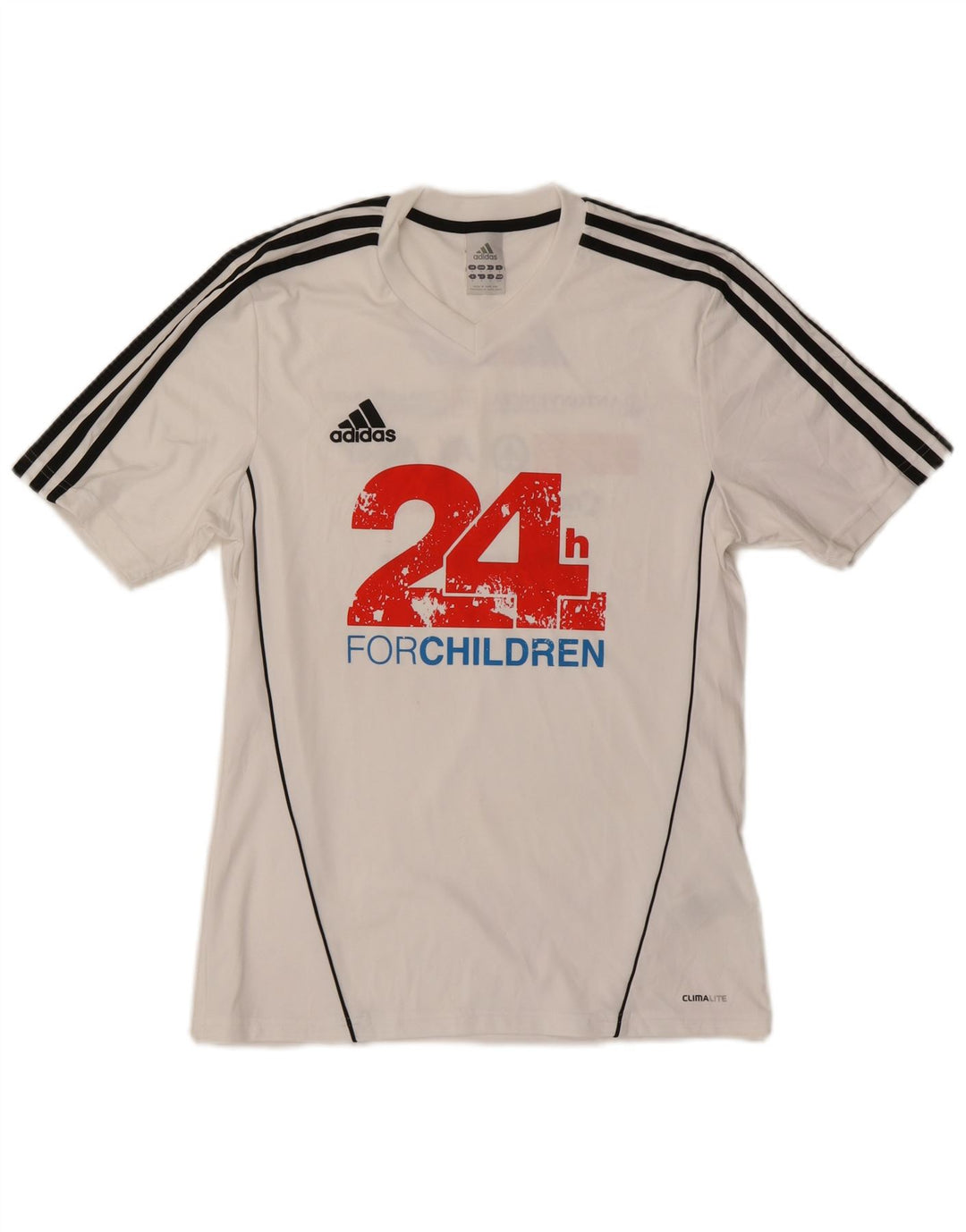 Męska koszulka ADIDAS Climalite z grafiką, mała, biała, poliestrowa