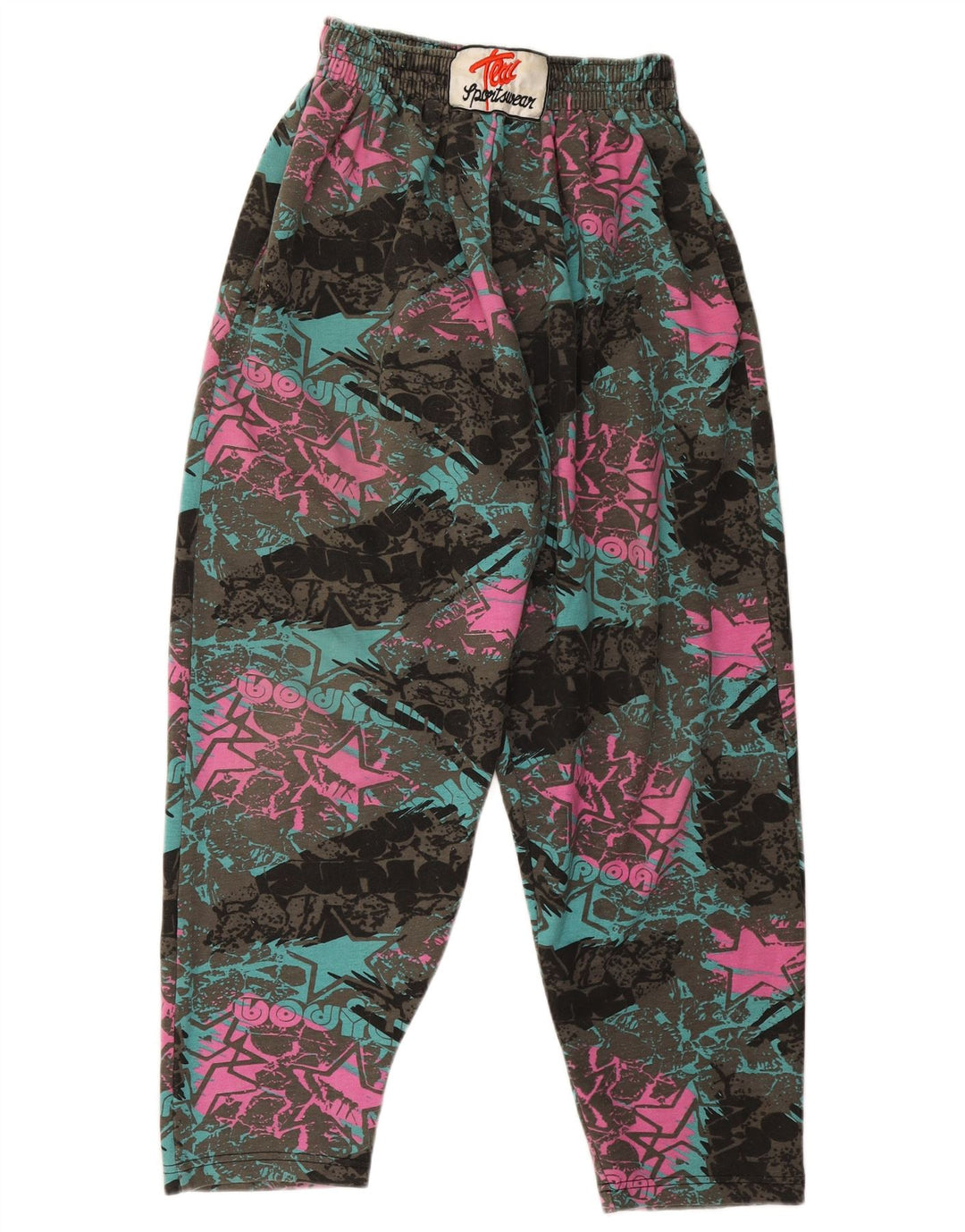 Spodnie dresowe damskie Vintage UK 16, duże, wielokolorowe, retro