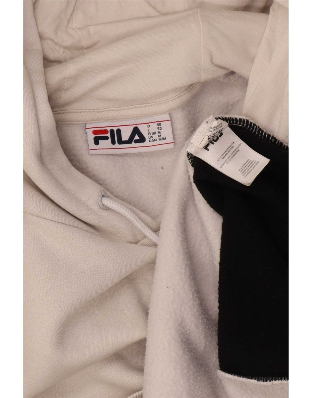 Męski sweter z kapturem Fila, bawełna w kolorze średniej bieli, w blokach kolorów