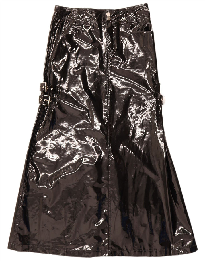 QUEEN OF DARKNESS Damska spódnica maxi o linii A, mała W28 Czarna gotycka