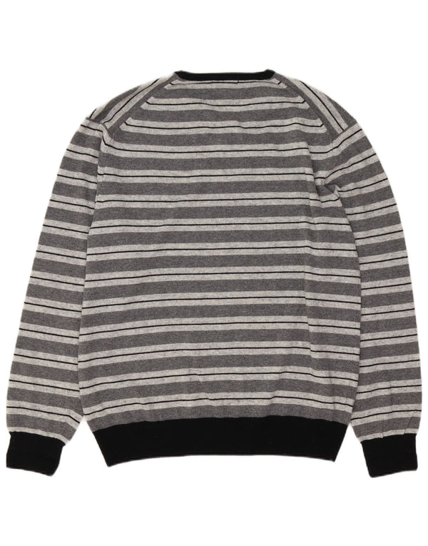 Męski sweter Kappa z dekoltem w kształcie litery V, XL, szary, kaszmirowy w paski