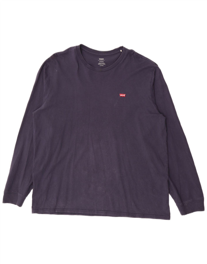 Męska koszulka Levi's o standardowym kroju, z długim rękawem, XL, granatowa, bawełniana