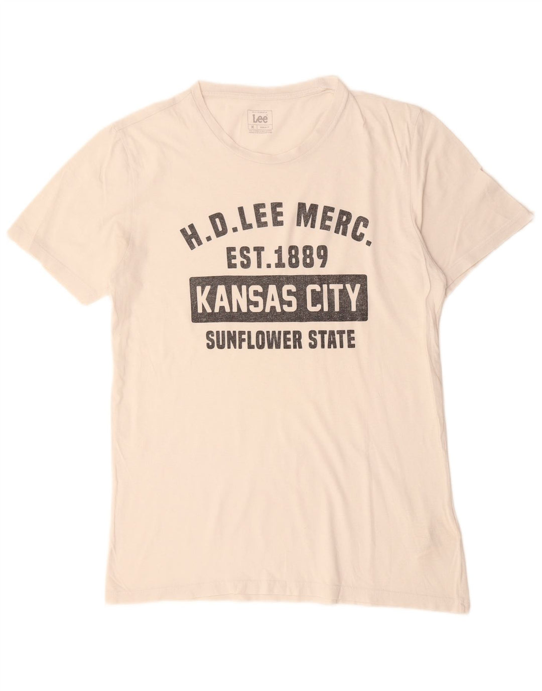 LEE Męski T-shirt z grafiką o regularnym kroju, średni, złamanej bieli, bawełniany