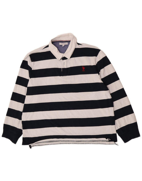 US Polo Assn. Męska koszulka polo do rugby z długim rękawem, 2XL, granatowa w paski