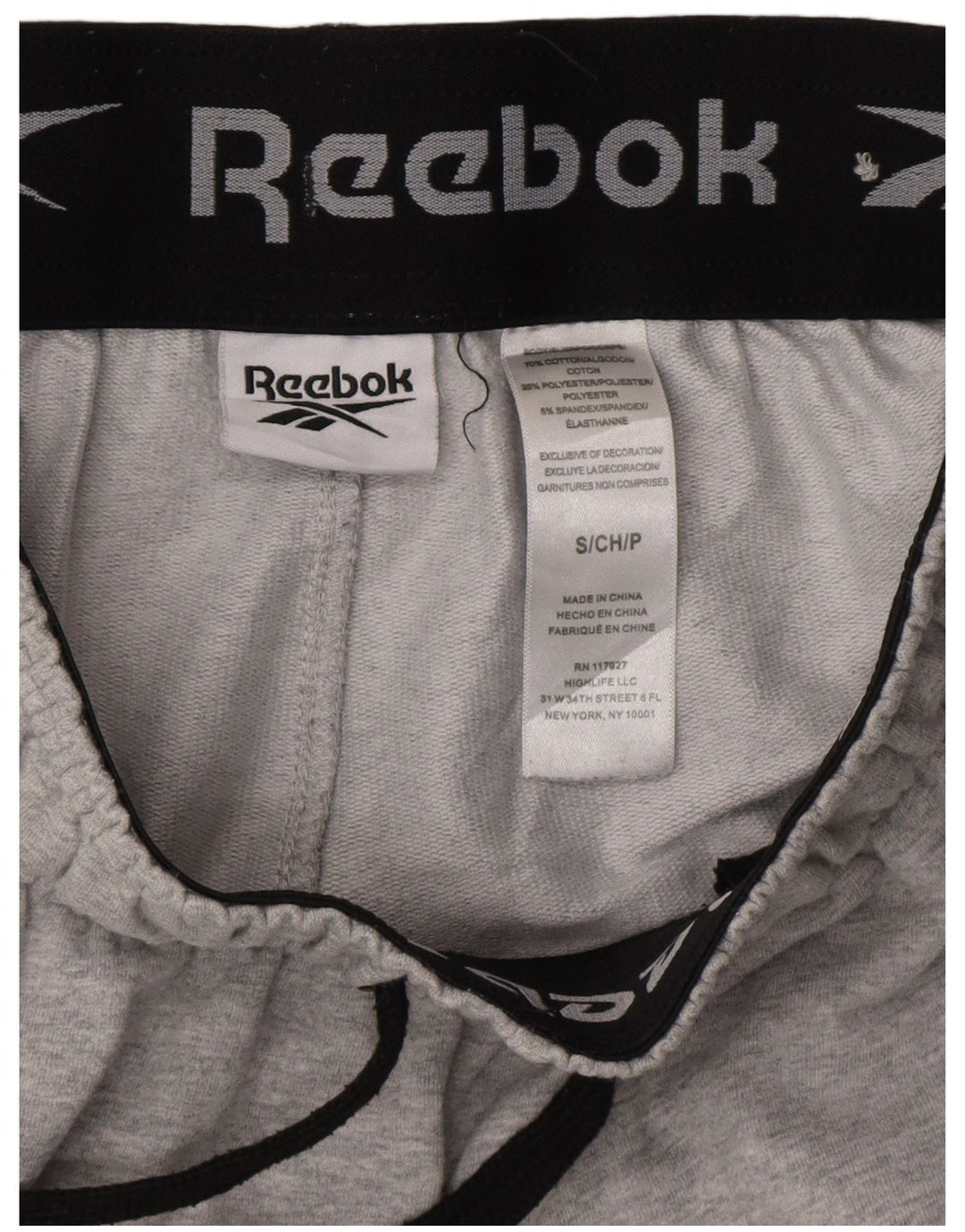 Męskie spodnie dresowe Reebok, małe, szare, bawełniane