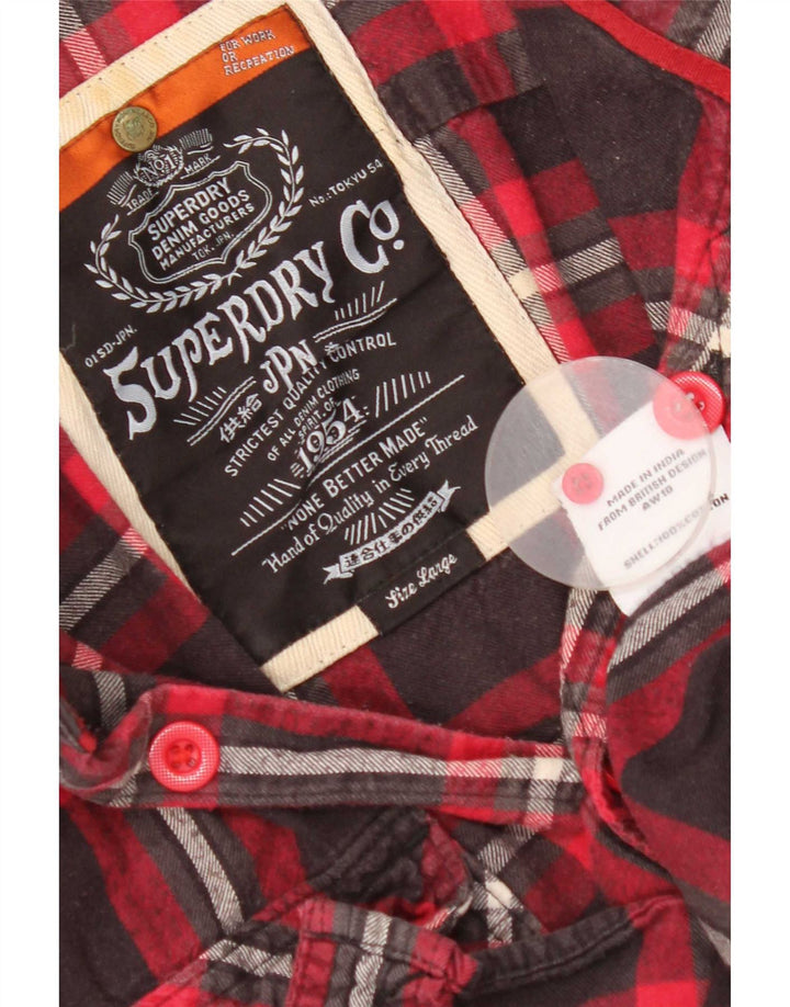 Męska koszula flanelowa Superdry, duża, bawełniana w czerwoną kratę