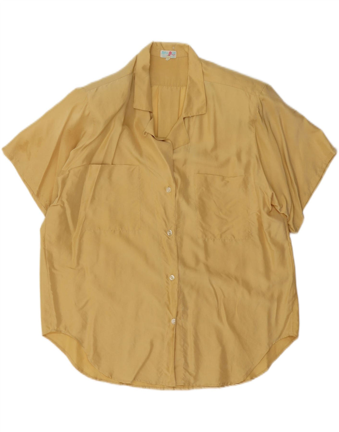 BALLOON Damska bluzka oversize z krótkim rękawem IT 38 XS Żółty jedwab