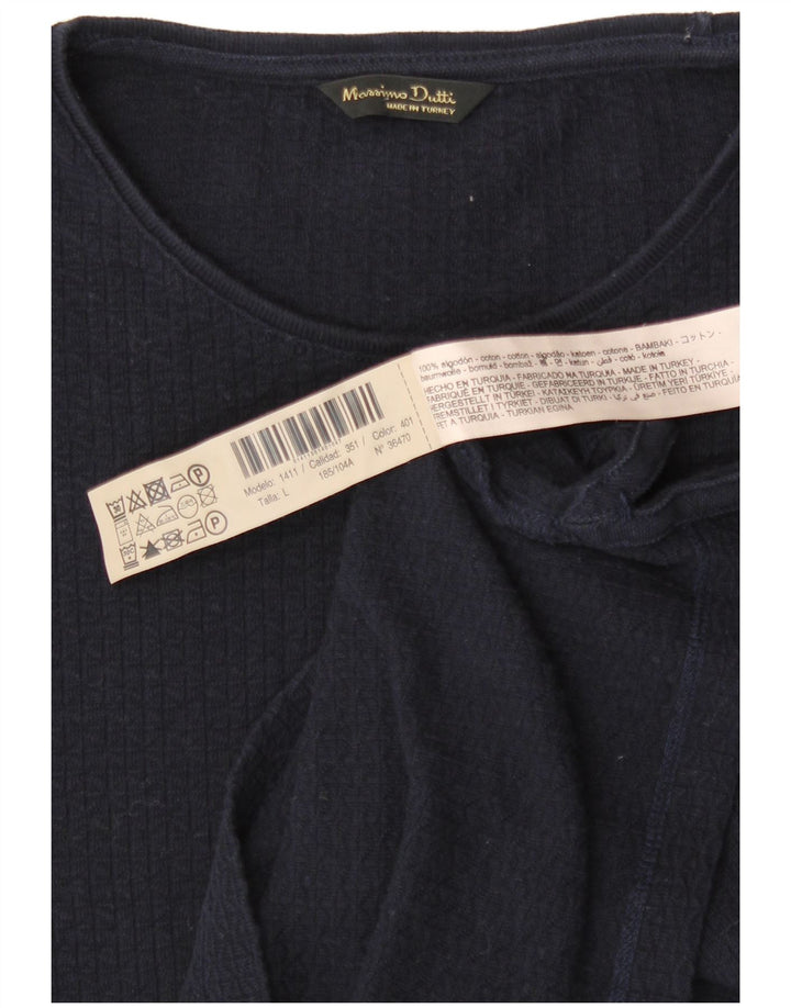 T-shirt damski Massimo Dutti Top UK 14, duży, granatowy, bawełniany