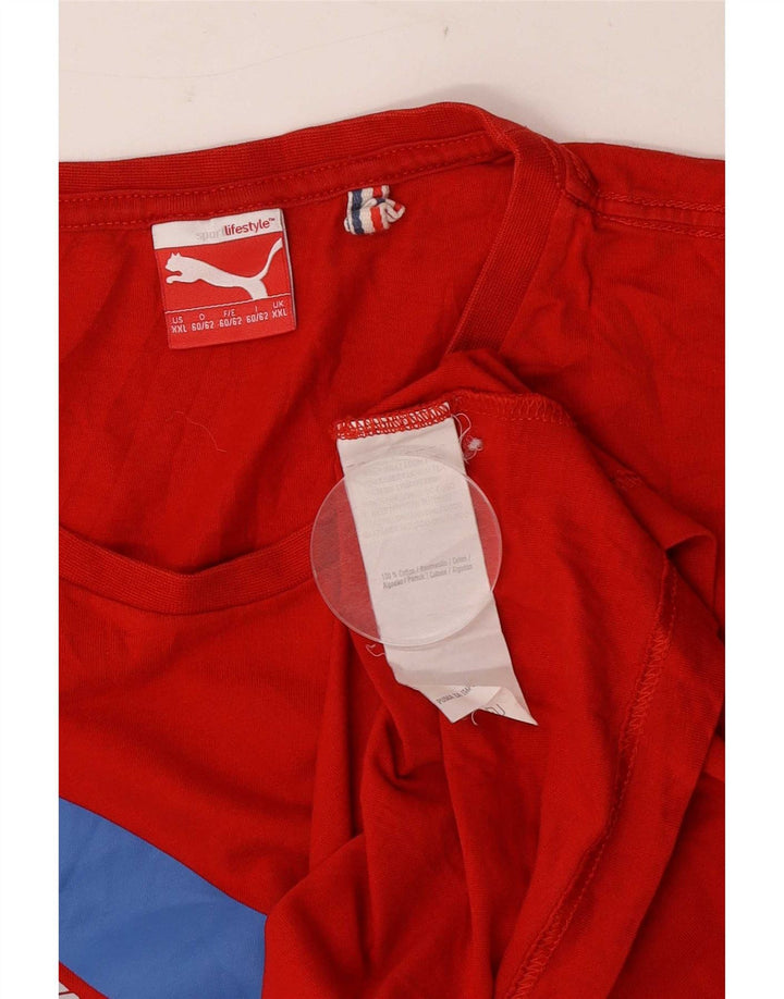 Męska koszulka z grafiką Puma Top 2XL, czerwona, bawełniana