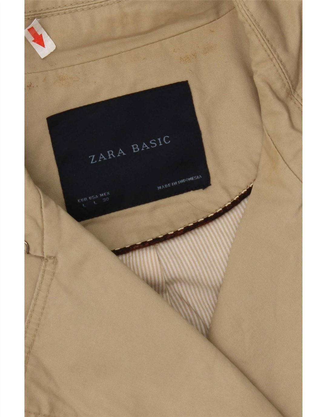 Trencz damski Zara UK 16, duży, beżowy, bawełniany