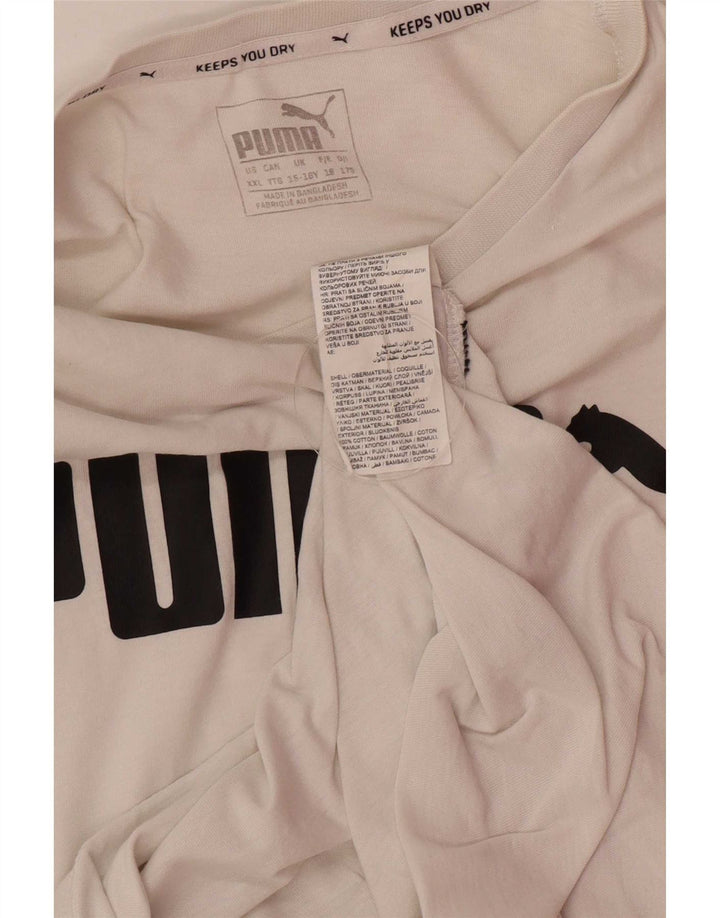 Chłopięcy T-shirt z grafiką Puma, 15-16 lat, biała bawełna
