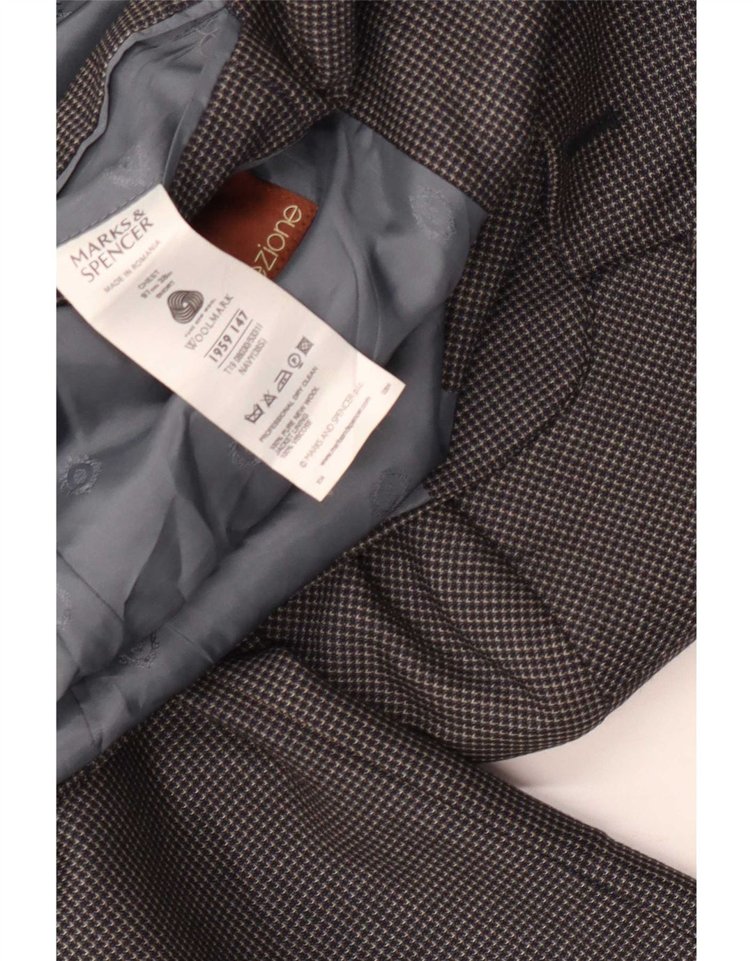 Marks & Spencer Męska krótka marynarka UK 38 Średni granatowy geometryczny