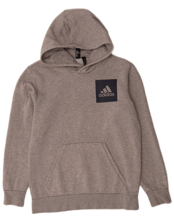 Męska bluza z kapturem Adidas Graphic, średnia szara, nakrapiana bawełna