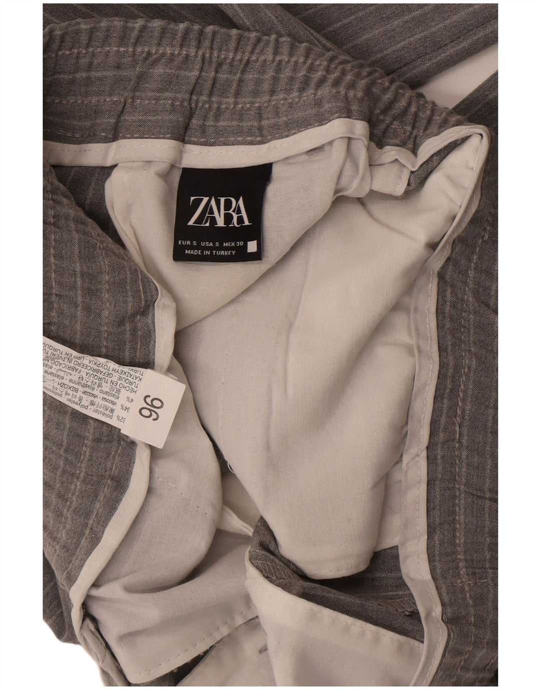 Męskie spodnie typu slim chino Zara, małe, W29 L30, szary poliester w paski