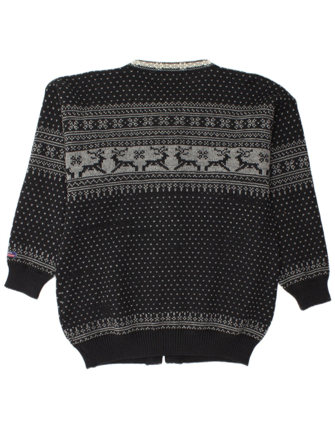 Sweter męski Norwool Średni czarny Fair Isle New Wool