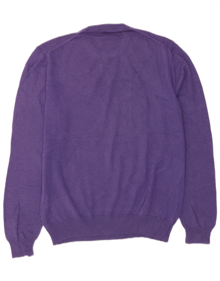 Vintage męski sweter z okrągłym dekoltem, średni fioletowy kaszmir