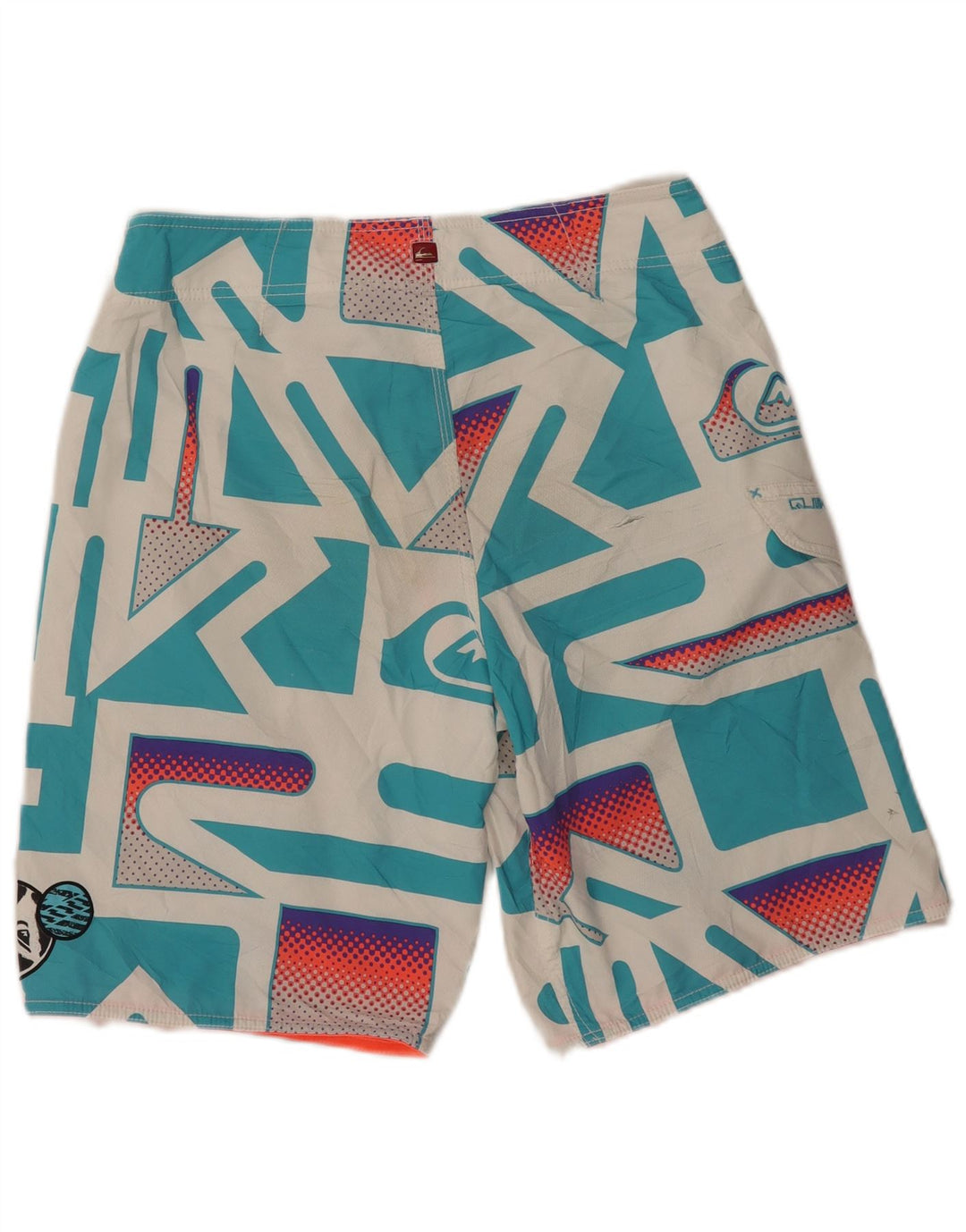 Męskie spodenki kąpielowe Quiksilver z grafiką Średni biały geometryczny poliester