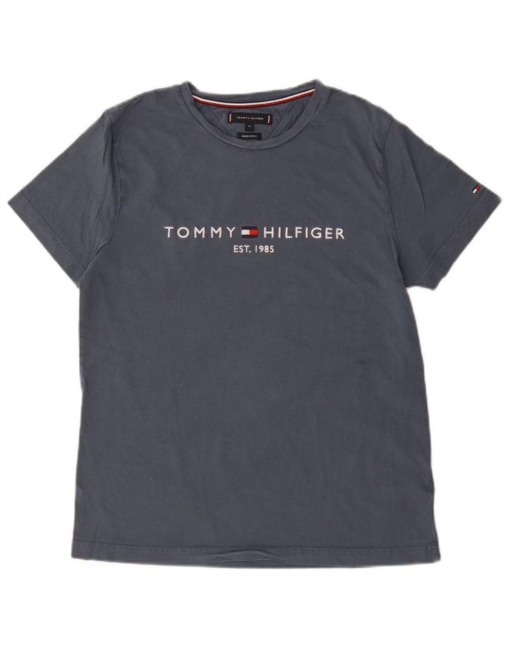 Męska koszulka z grafiką Tommy Hilfiger, średnia szara bawełna