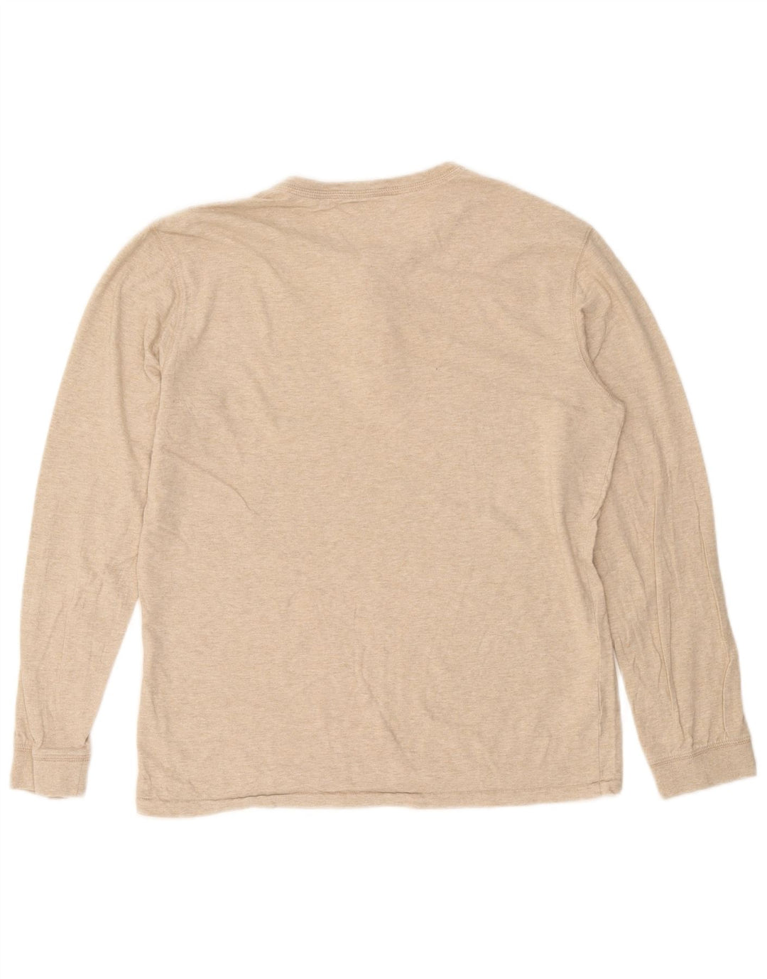 Eddie Bauer Męski top z długim rękawem, mały, beżowy, z bawełny w plamki