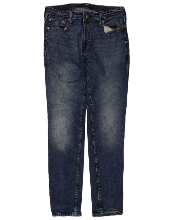 Męskie jeansy obcisłe Hollister W34 L32 Niebieskie bawełniane