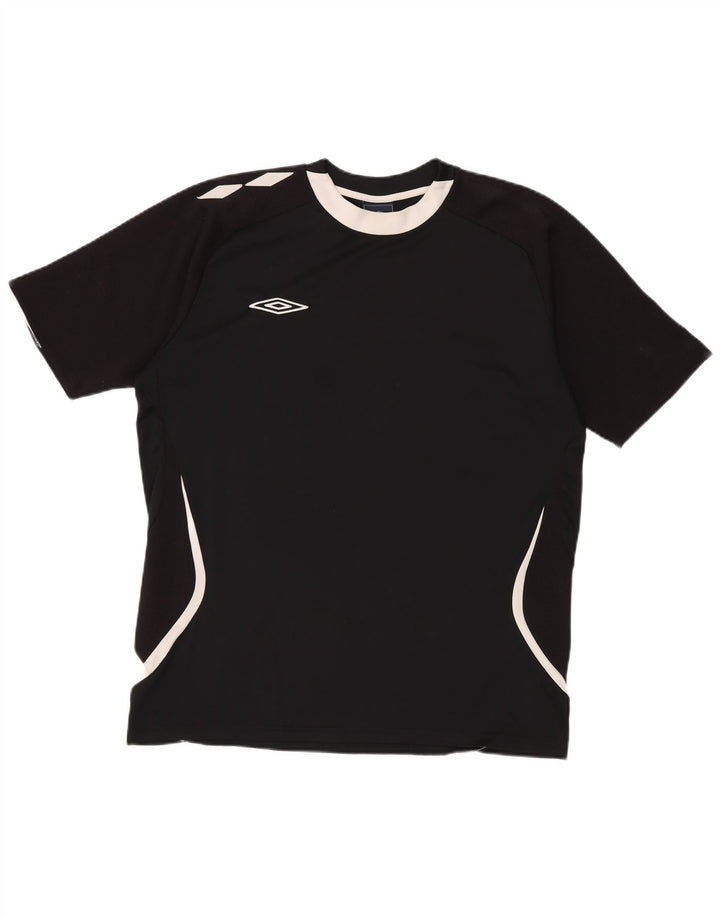 Męska koszulka z grafiką Umbro, top XL, czarny poliester z blokami kolorów