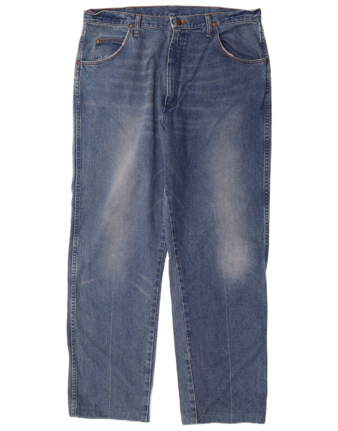 Wrangler Męskie proste dżinsy W38 L30 Niebieskie bawełniane