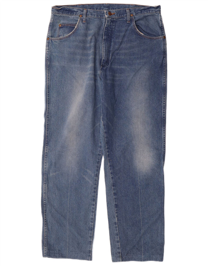Wrangler Męskie proste dżinsy W38 L30 Niebieskie bawełniane