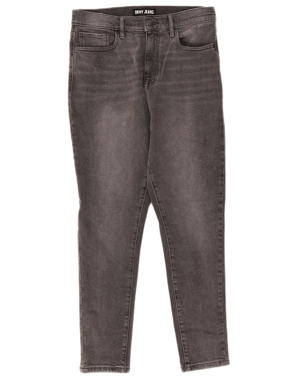 Dkny Damskie obcisłe jeansy z wysokim stanem W30 L26 Szara bawełna