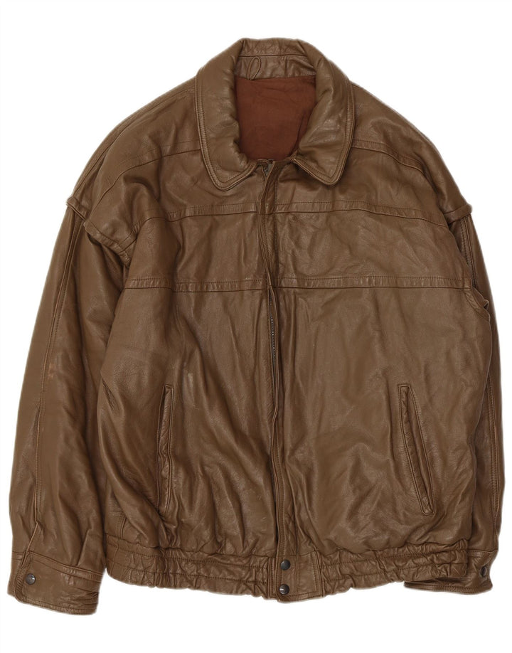 Vintage męska kurtka skórzana UK 40 duża skóra khaki