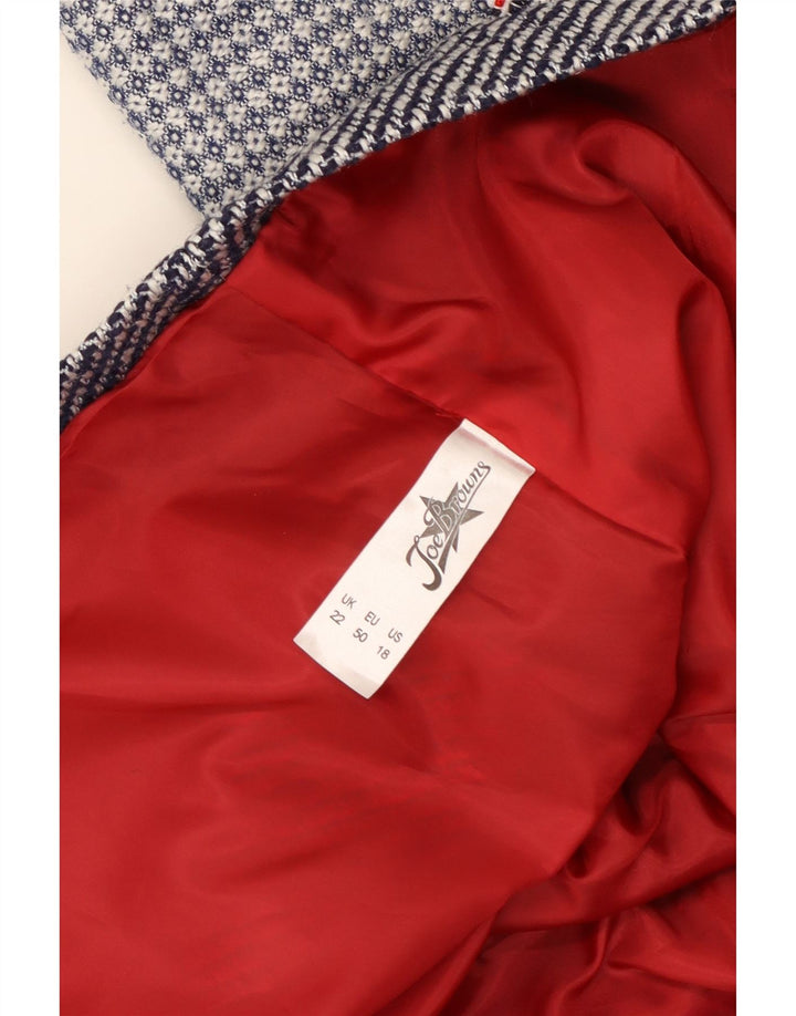 JOE BROWNS Damska marynarka zapinana na 4 guziki UK 22 3XL Granatowa kratka