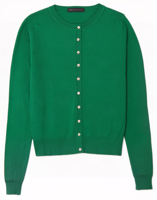 Marks & Spencer Damski sweter typu Crop Cardigan UK 8 Small, zielony, wiskoza