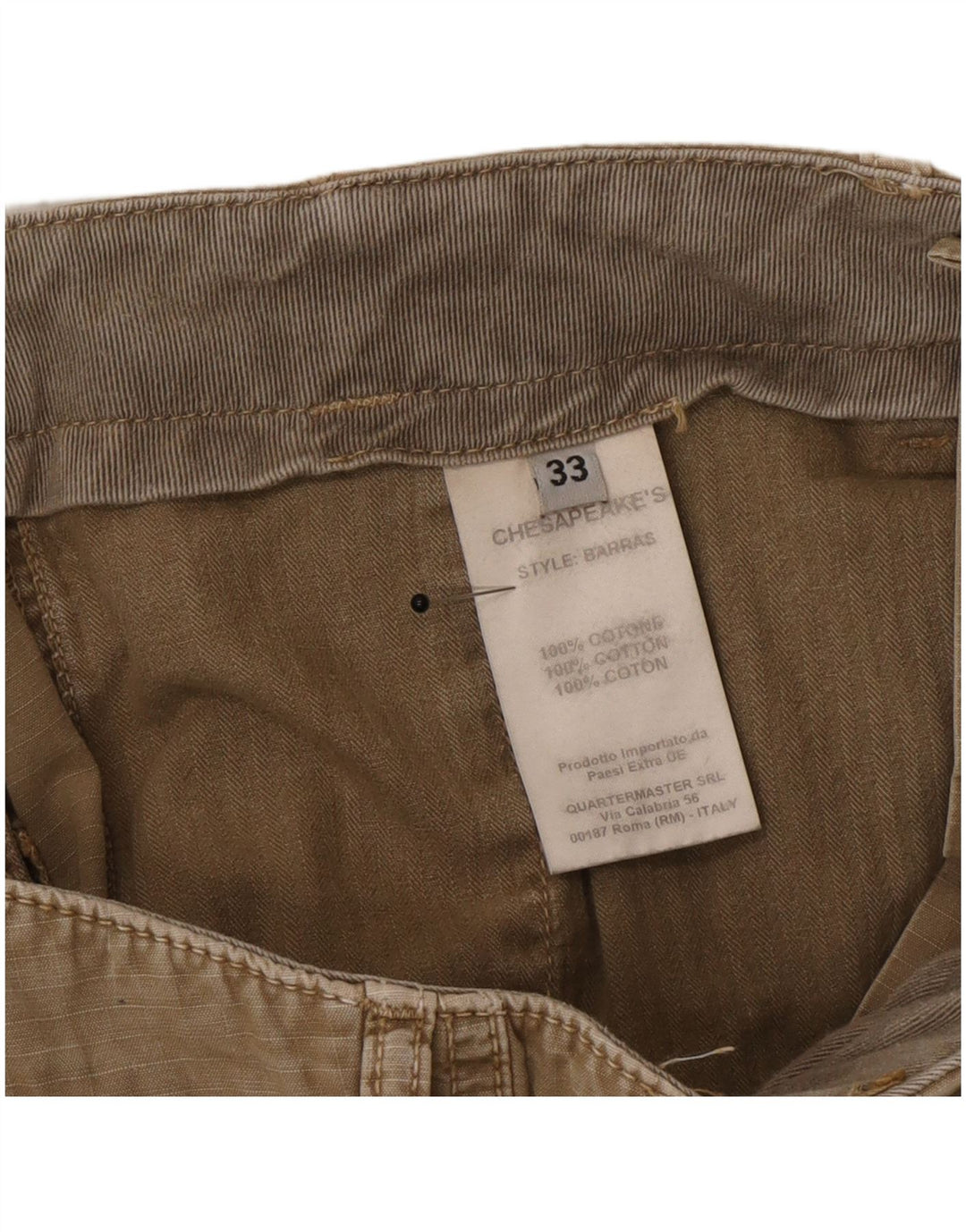 Męskie spodenki cargo w stylu vintage W33 Średni khaki, bawełna w prążki