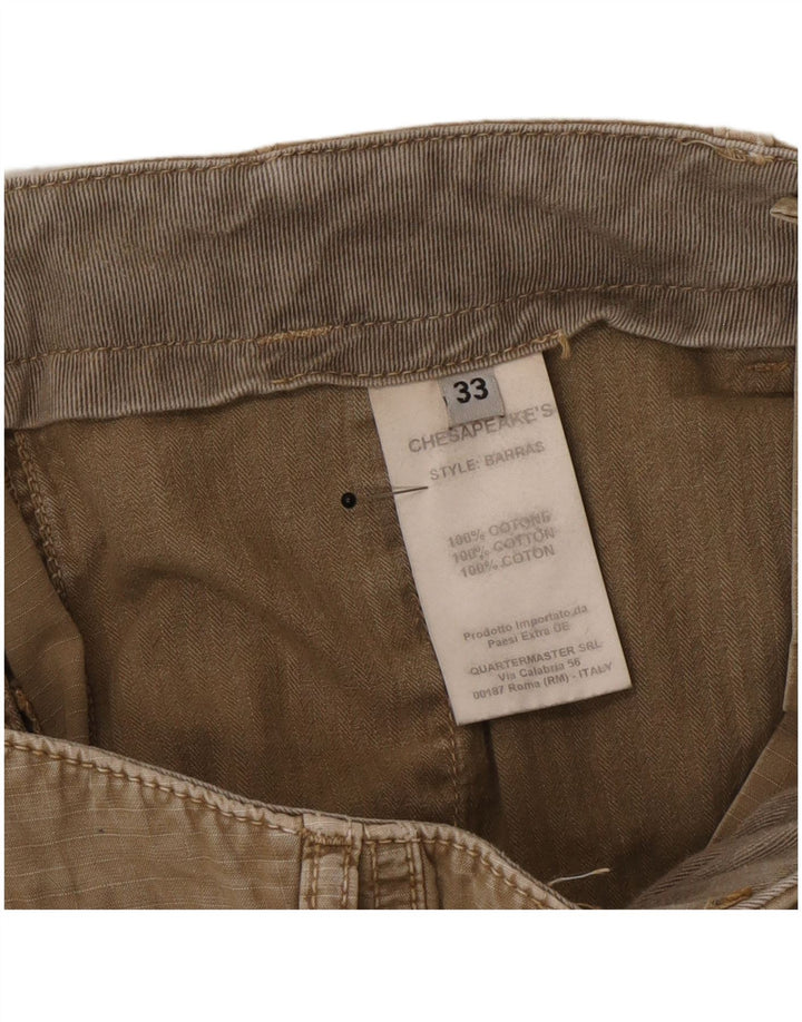 Męskie spodenki cargo w stylu vintage W33 Średni khaki, bawełna w prążki