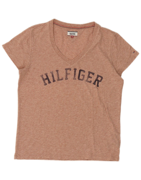 Damska koszulka oversize Tommy Hilfiger z grafiką Top UK 6 XS Pomarańczowa