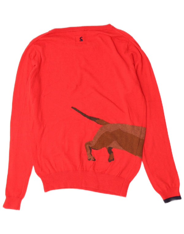 Damski sweter Joules z graficznym dekoltem w łódkę, UK 10, mały, czerwony, bawełniany