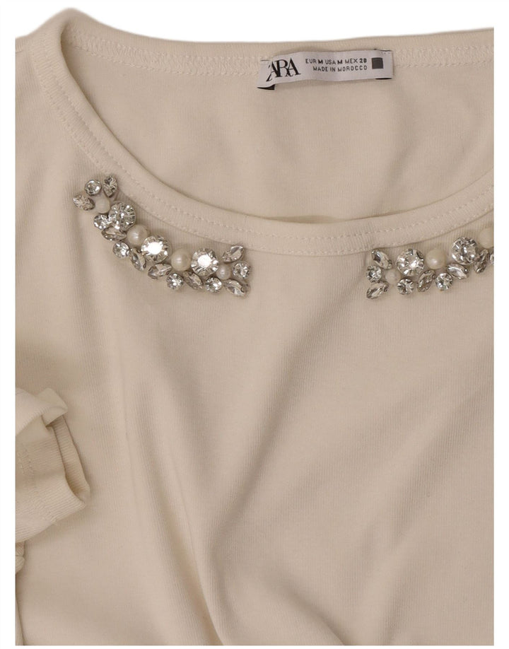 T-shirt damski Zara Top UK 12 Średni biały