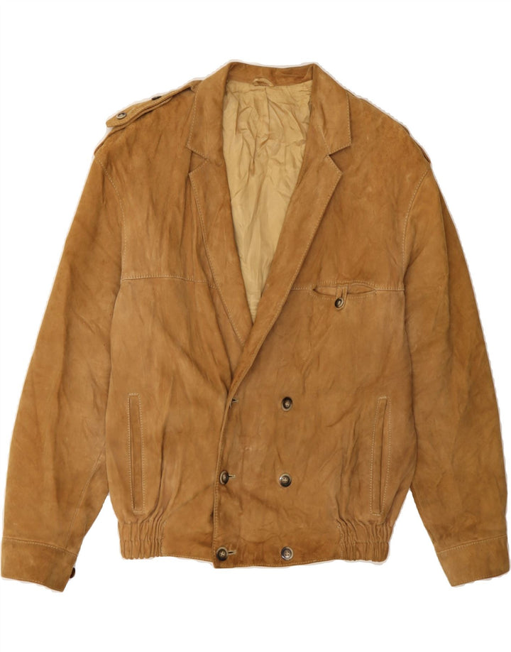 BIGNAMI Mens Suede Bomber Jacket IT 48 Medium Brown Vintage Bignami and Second-Hand Bignami from Messina Hembry 