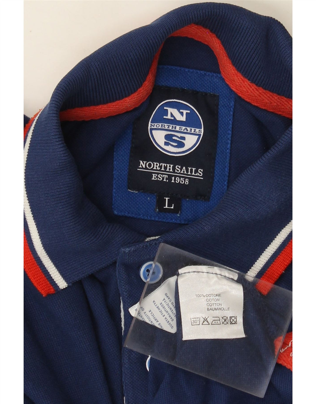 Męska koszulka polo North Sails z grafiką, duża, granatowa, bawełniana