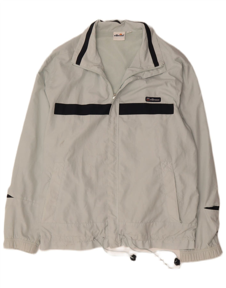 ELLESSE Mens Bomber Jacket UK 38 Medium Grey Colourblock Polyester