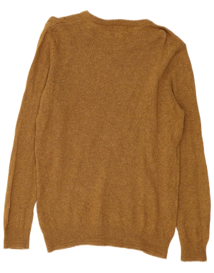 Marks & Spencer Męski sweter z okrągłym dekoltem, duży, wełniany khaki