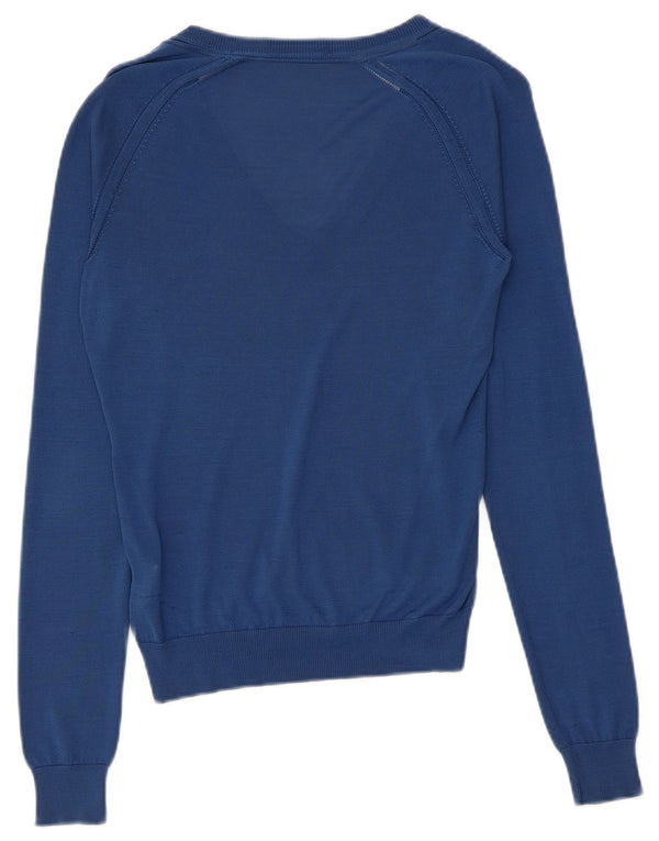 Sweter damski Dsquared2 z dekoltem w kształcie litery V, UK 12, średni niebieski jedwab