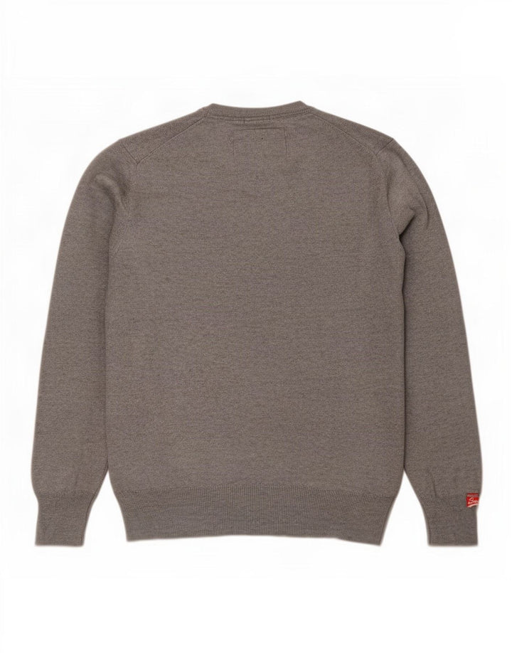 Męski sweter Superdry z dekoltem w kształcie litery V, duży, szary, bawełniany
