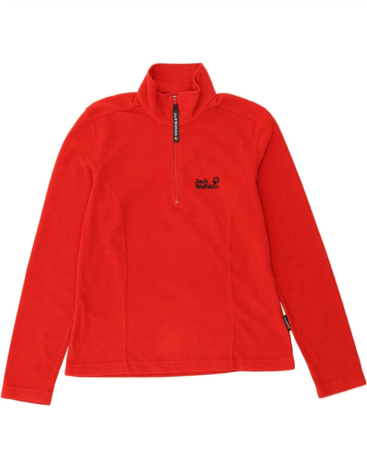 JACK WOLFSKIN Womens Zip Neck Fleece Jumper UK 10 Small Red Polyester Vintage Jack Wolfskin and Second-Hand Jack Wolfskin from Messina Hembry 