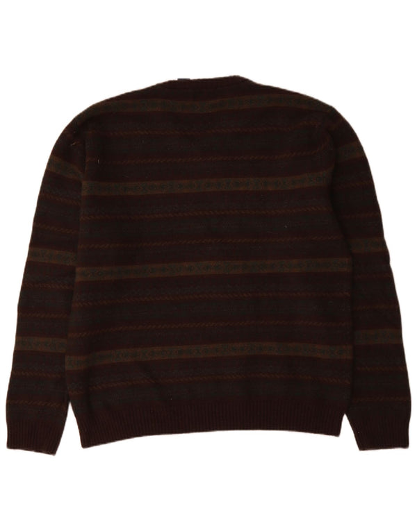 Męski sweter Chaps z dekoltem w szpic, duży, wielokolorowy Fair Isle Lambswool
