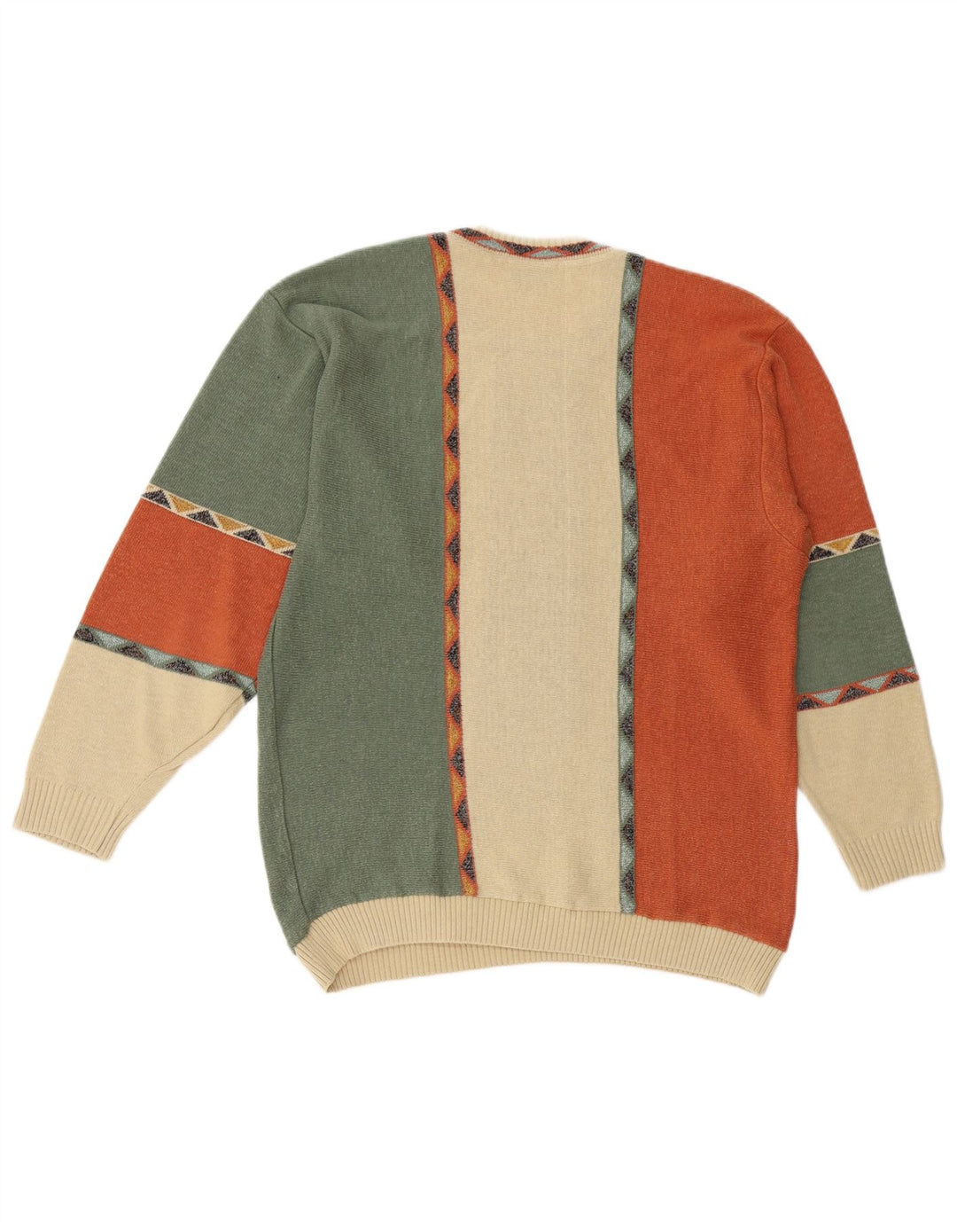 Męski sweter z okrągłym dekoltem BERTO LUCCI, duży, wielokolorowy, geometryczny